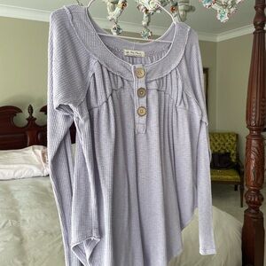 Free People long sleeve waffle Henley shirt size small